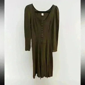 PERUVIAN CONNECTION Brown Dress Alpaca Pima Cotton Lagenlook Boho Cottage Sz S